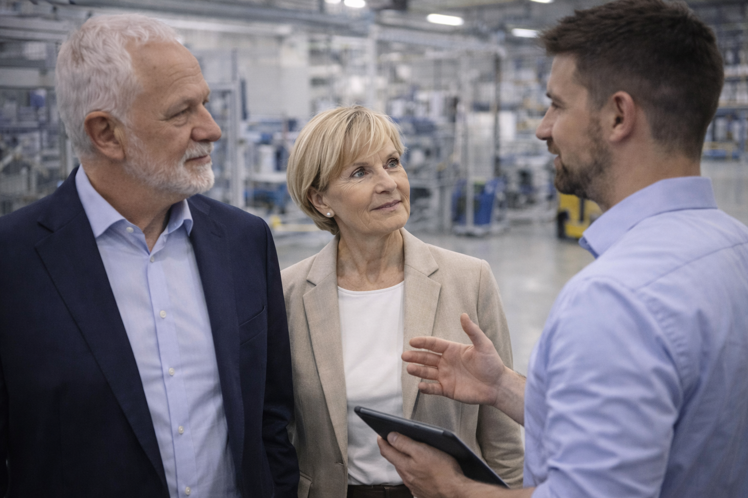 Beratungsgespräch zu Brandschutz und Arbeitssicherheit direkt im Unternehmen.